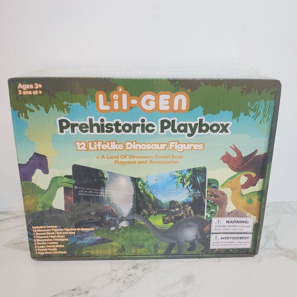 Lil-Gen Prehistoric Playbox Sound Book Dinosaur Figures Playmat & Accessories